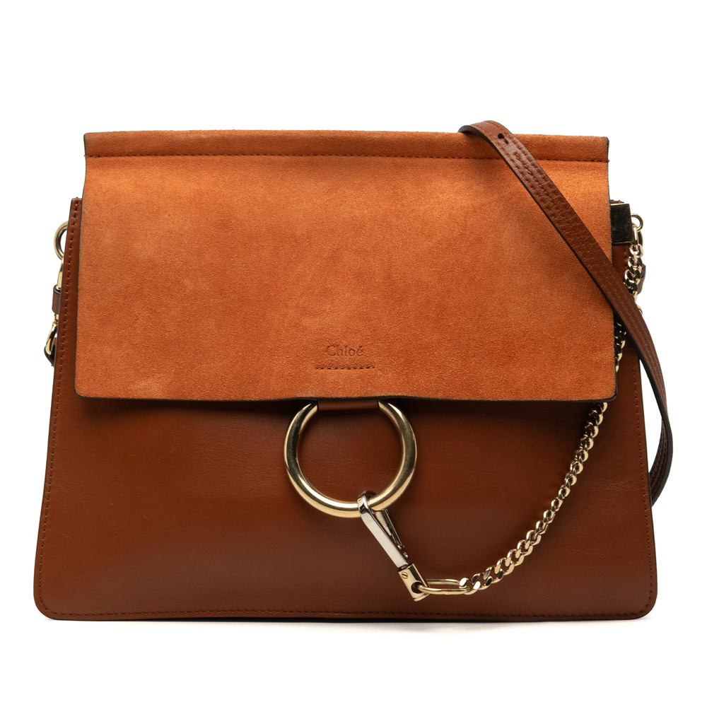 Pre-Loved Chloé Medium Calfskin and Suede Faye Crossbody